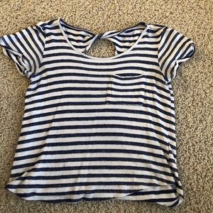 blue and white stripped shirt